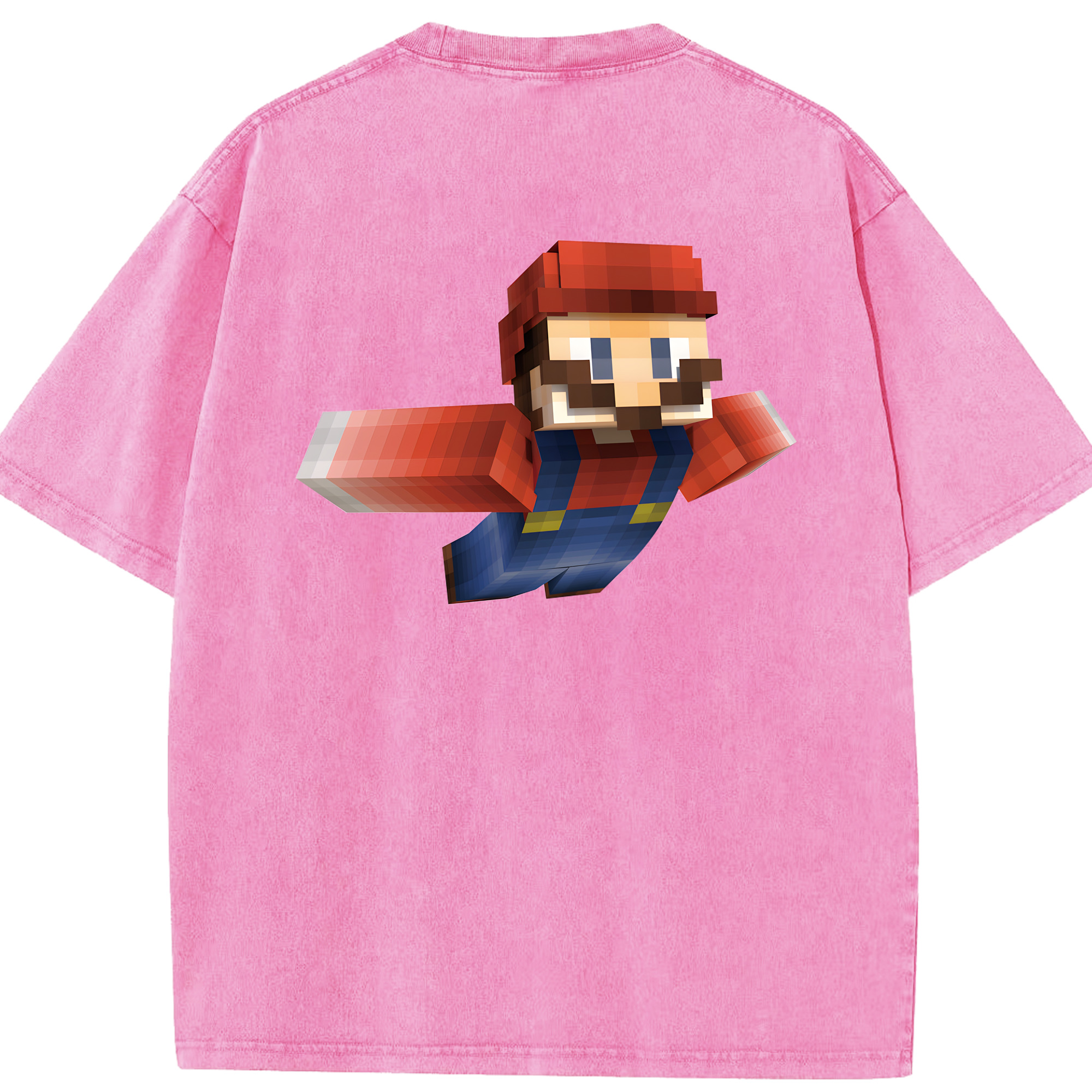 （画像用） マインクラフト ブロックの世界 Minecraft MC Block world 綿100% ヴィンテージ風 半袖Tシャツ（背面プリント）